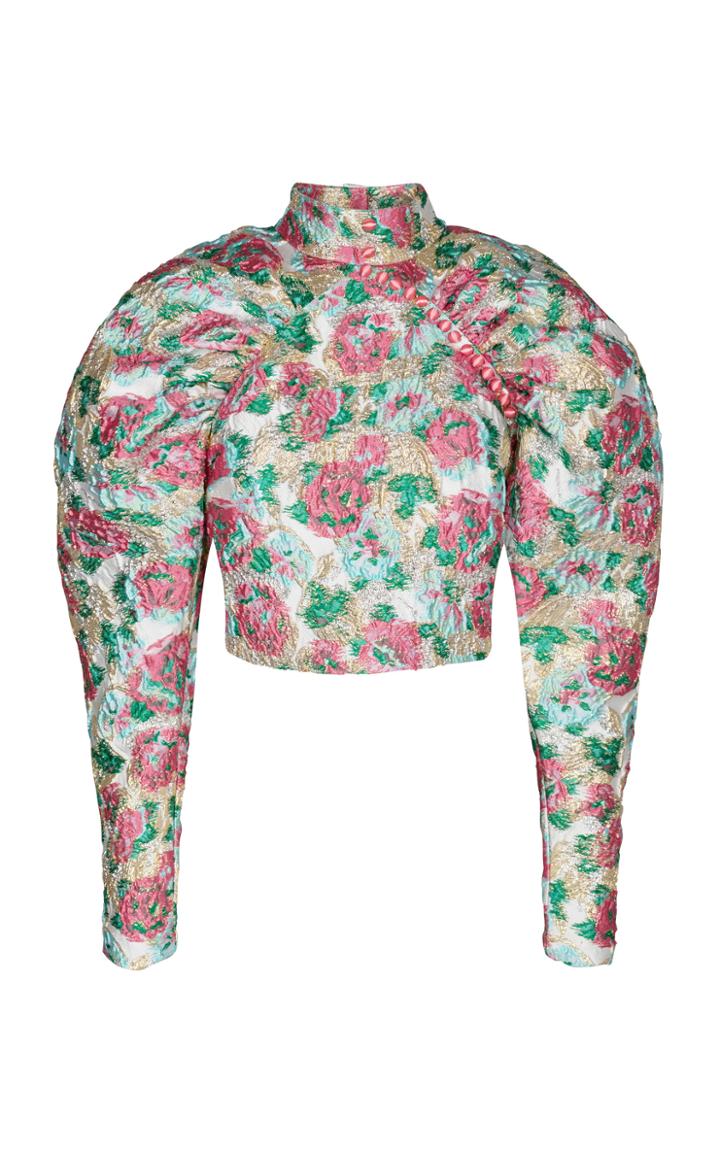 Rotate Kim Ruched Floral-jacquard Top