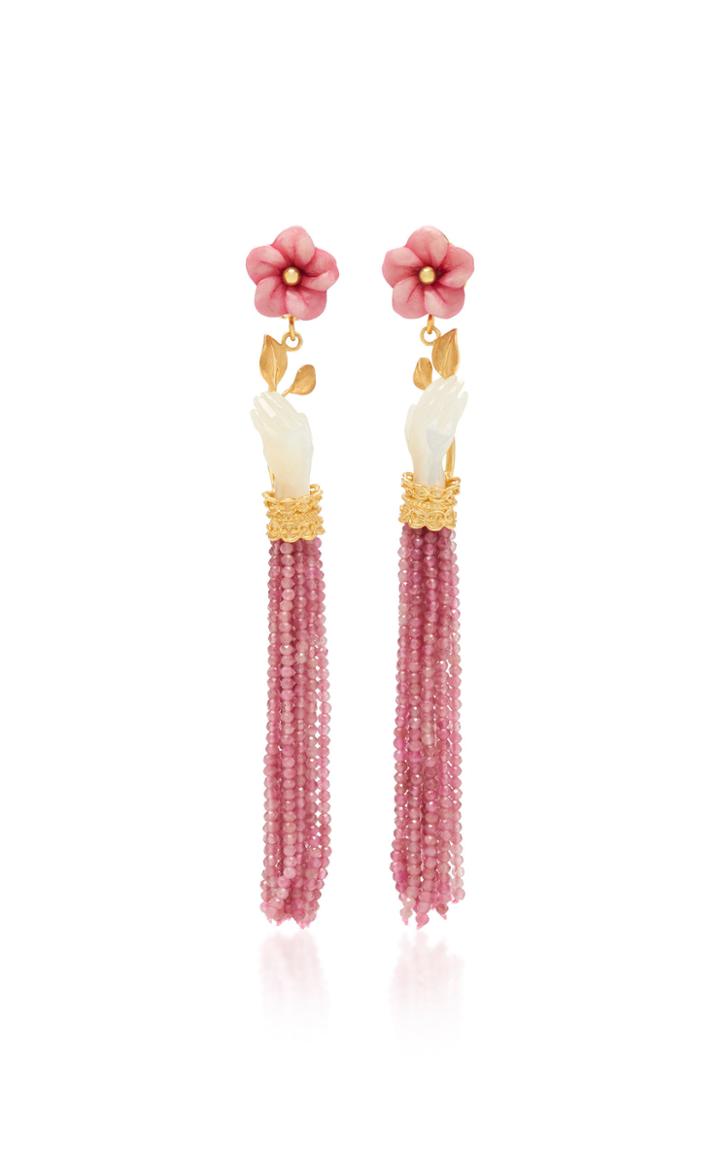 Of Rare Origin Pink Quartz And Mother-of-pearl Bloom Earrings