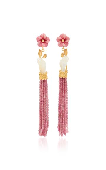 Of Rare Origin Pink Quartz And Mother-of-pearl Bloom Earrings
