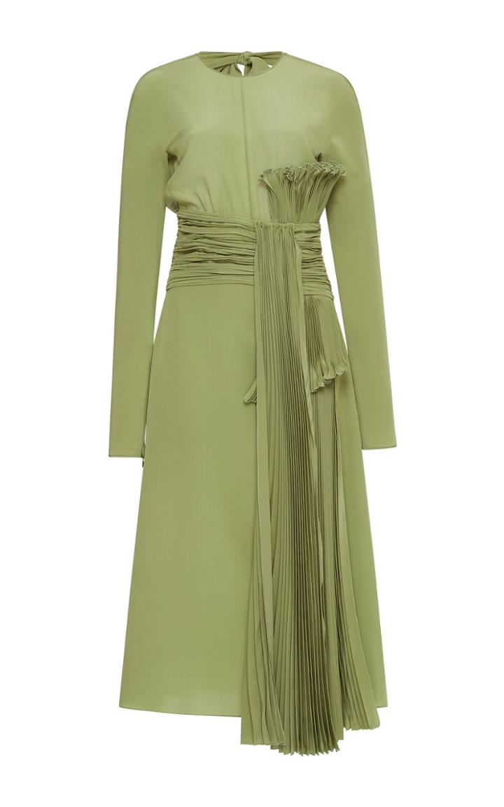 Rochas Dress With Plisse Draped Belt