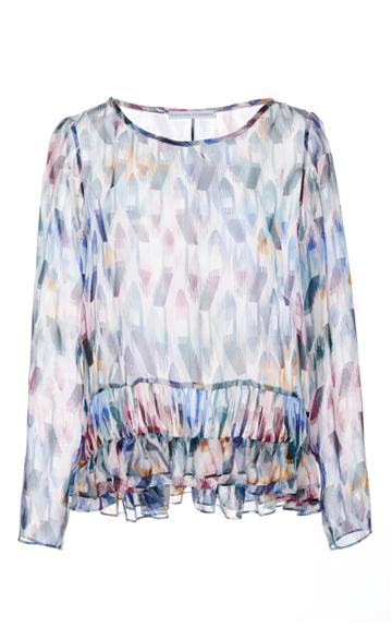 Christina Economou Printed Sheer Blouse