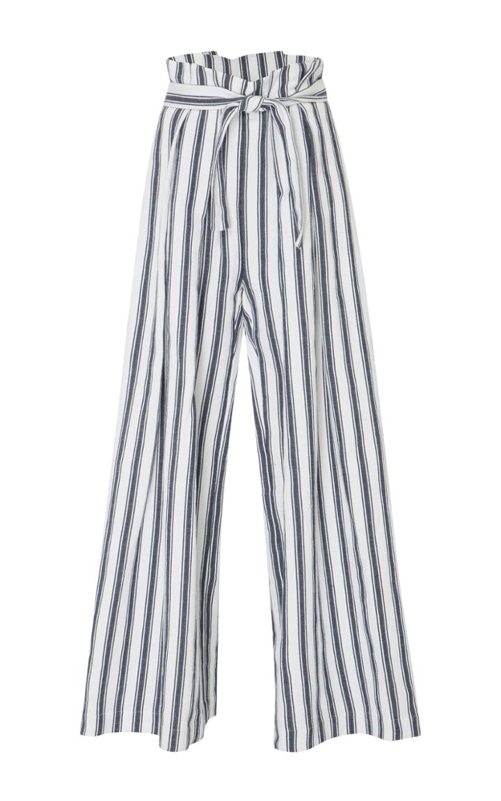 Three Graces London Rosalinda Striped Linen And Cotton-blend Pants