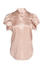 Luisa Beccaria Silk Ruched Sleeve Blouse