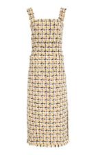 Oscar De La Renta Geometric Check Sleeveless Midi Dress