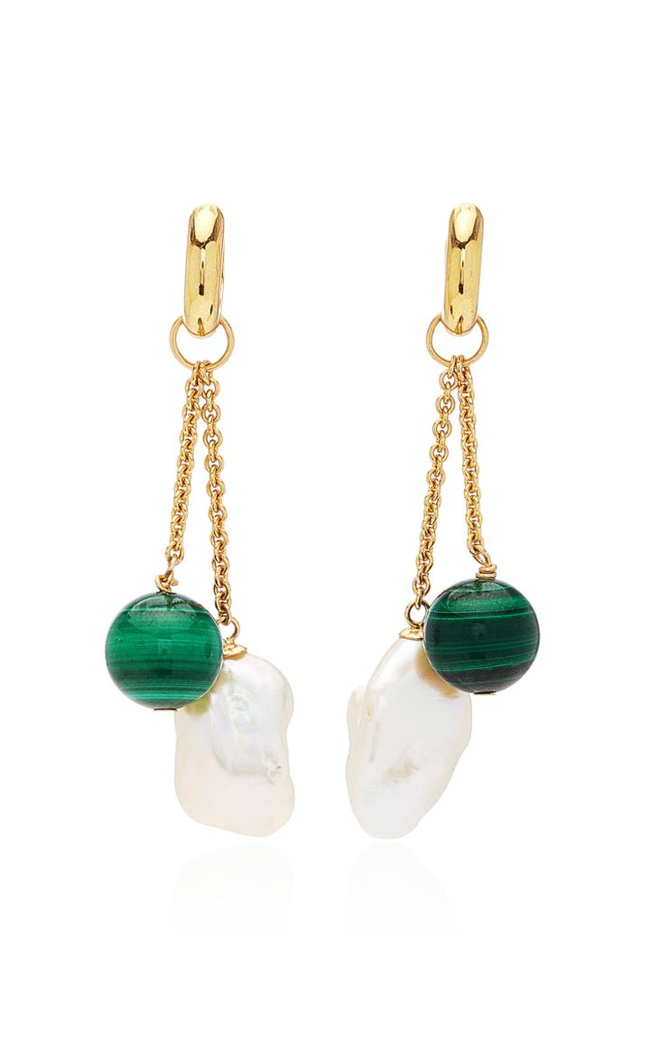 Haute Victoire 18k Gold, Malachite And Pearl Earrings