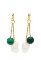 Haute Victoire 18k Gold, Malachite And Pearl Earrings