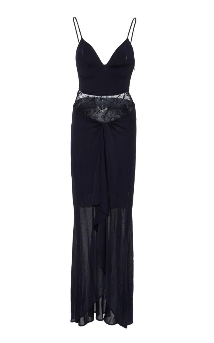 Roberto Cavalli Lace-paneled Silk Maxi Dress