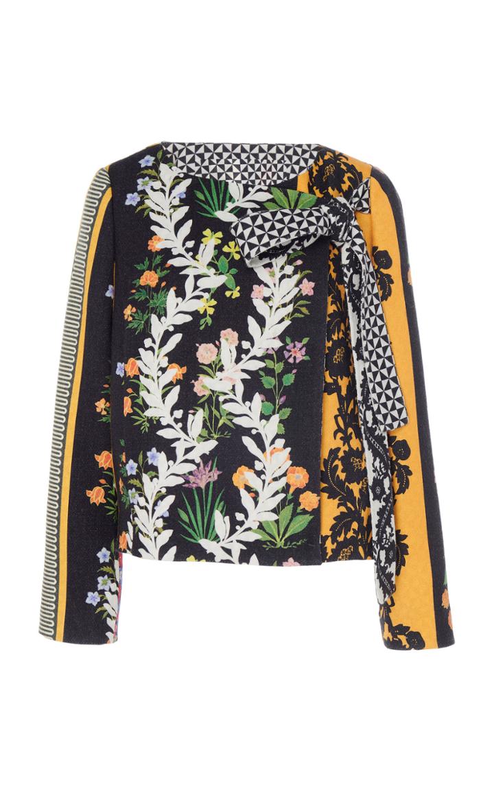 Oscar De La Renta Asymmetric Bow Tie Printed Jacket