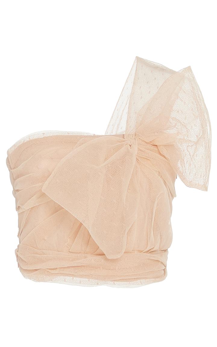 Red Valentino One Shoulder Point D'esprit And Tulle Top