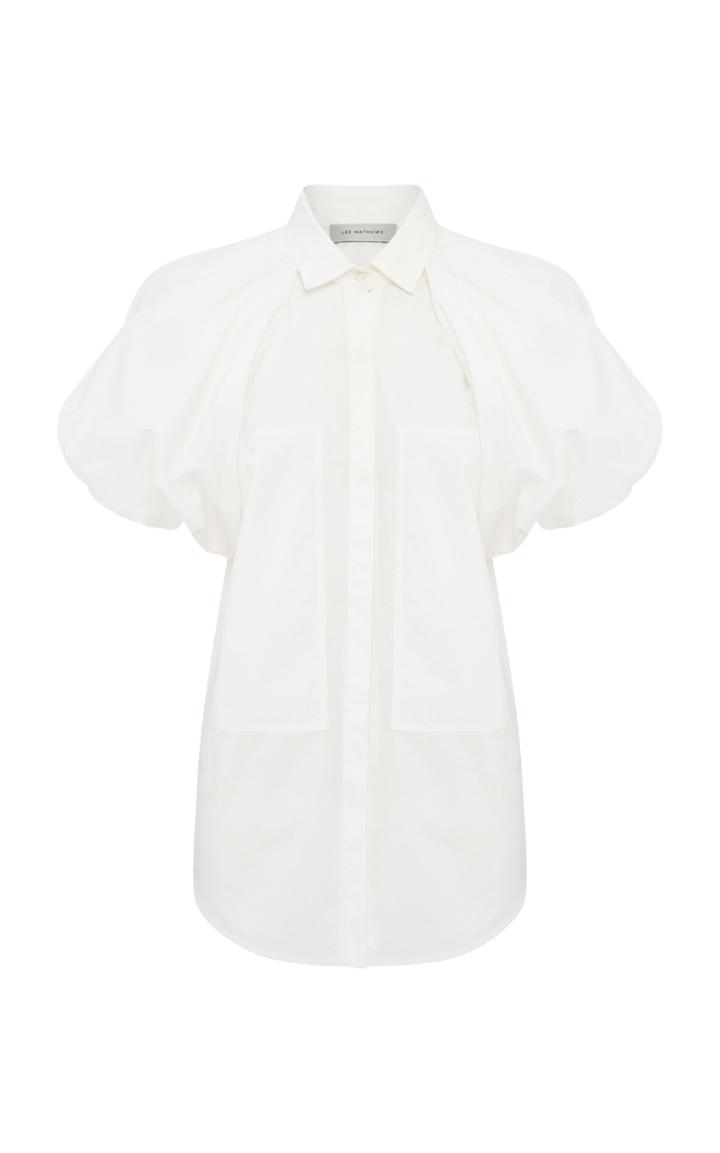 Lee Mathews Dwight Puff Sleeve Cotton Poplin Shirt