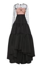 Reem Acra Faille Gown With Tiered Skirt