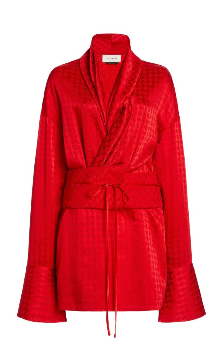 Hellessy Jana Paisley Satin Jacquard Belted Mini Dress