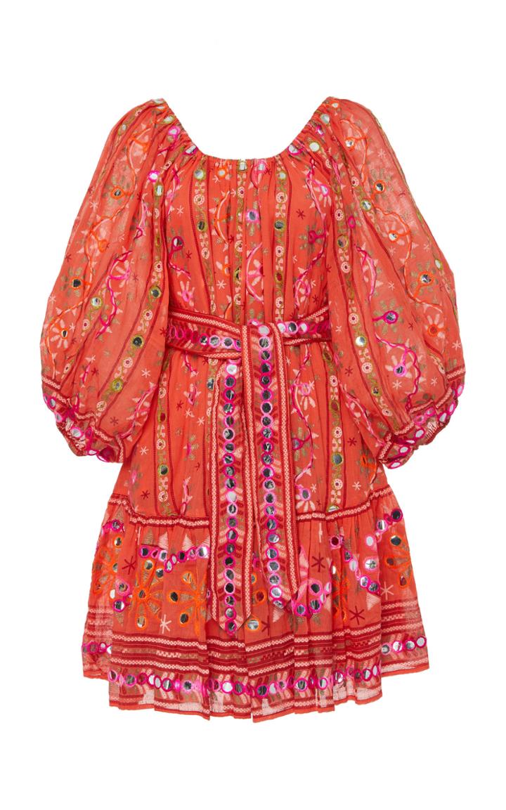 Juliet Dunn Embellished Cotton Mini Dress