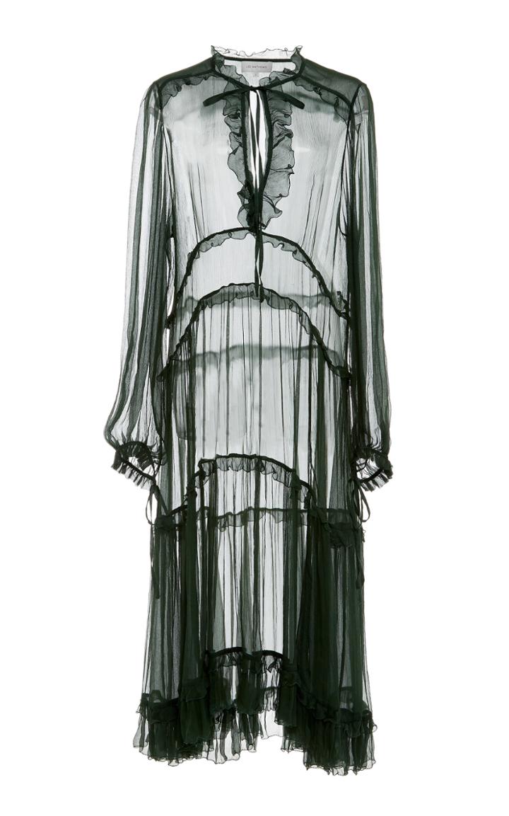 Lee Mathews Hayley Crinkle Silk Ruffle Dress