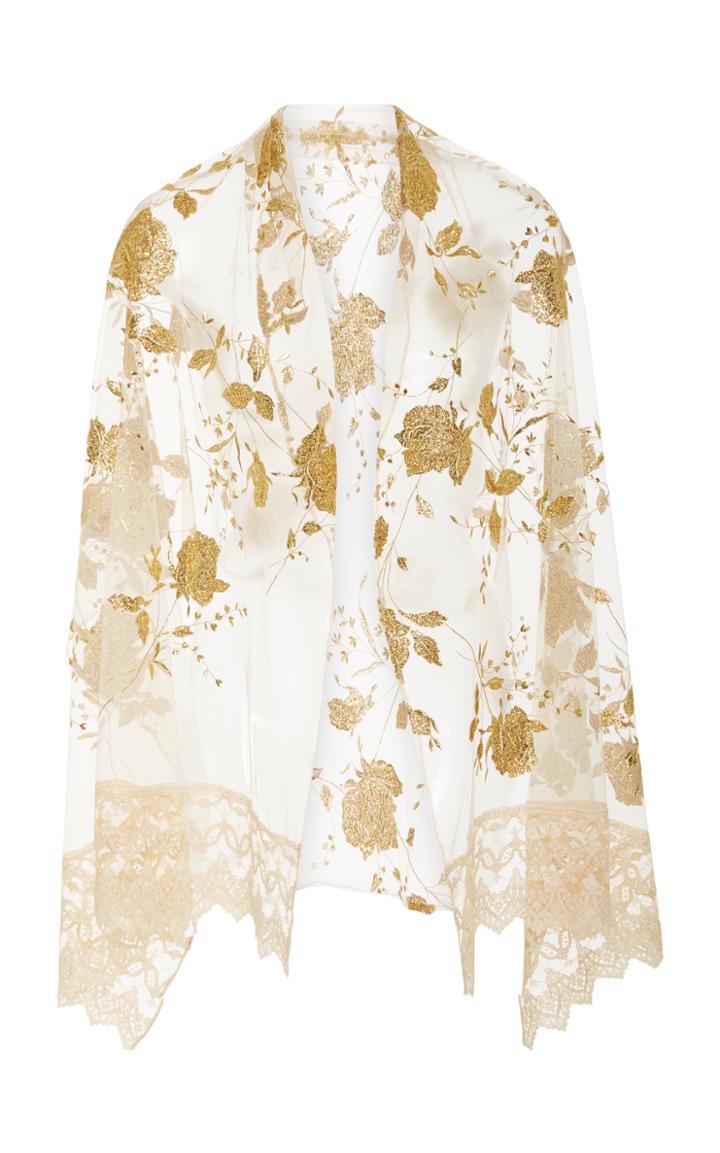 Sandra Mansour Gold Floral Scarf