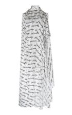 Balenciaga Stola Printed Draped Silk Maxi Dress