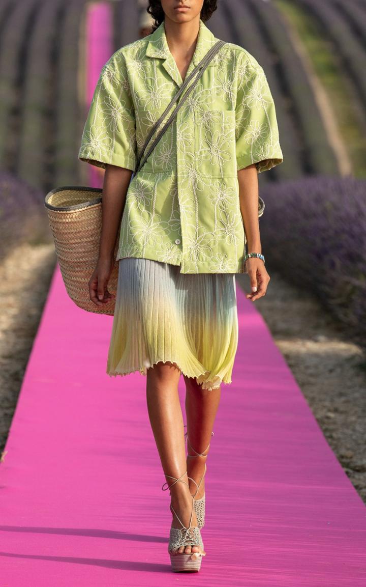 Jacquemus La Jupe Helado Longue Ombre Pleated Skirt