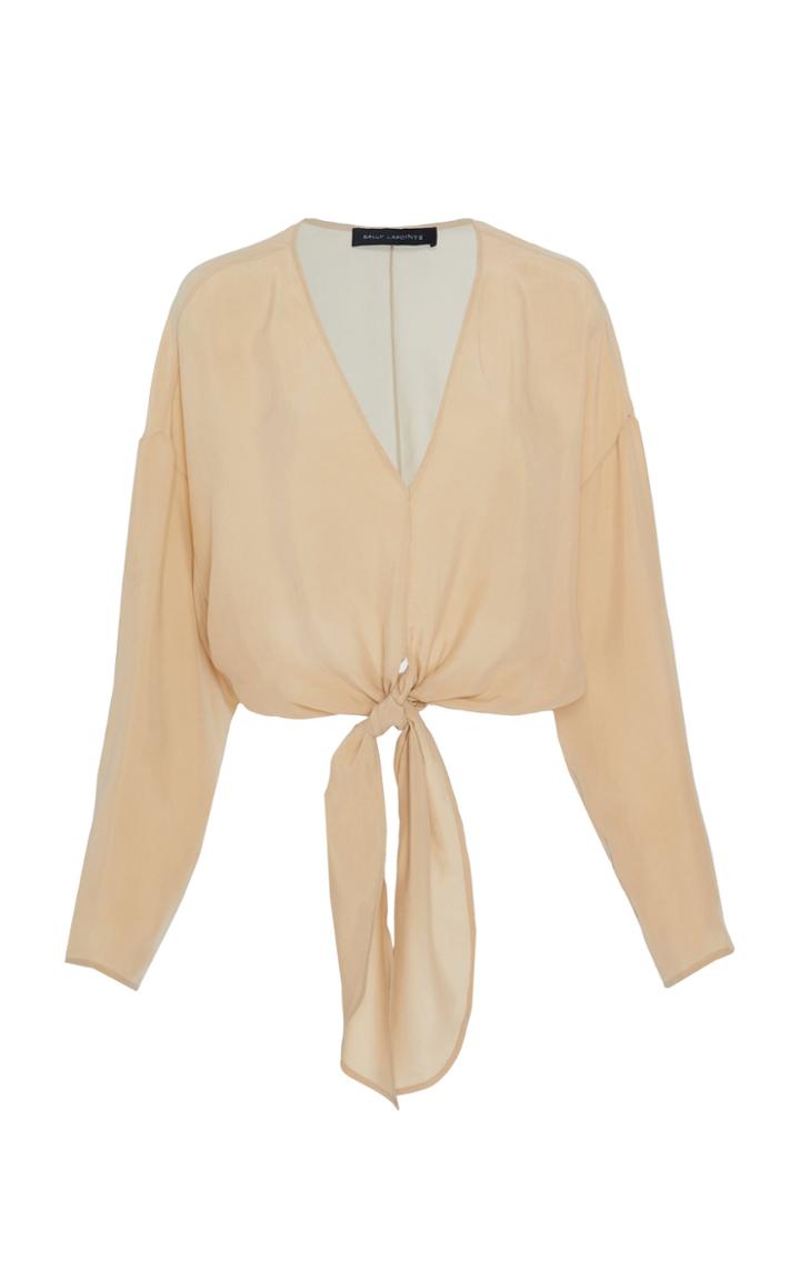 Sally Lapointe V-neck Tie Front Lightweight Cupro Top