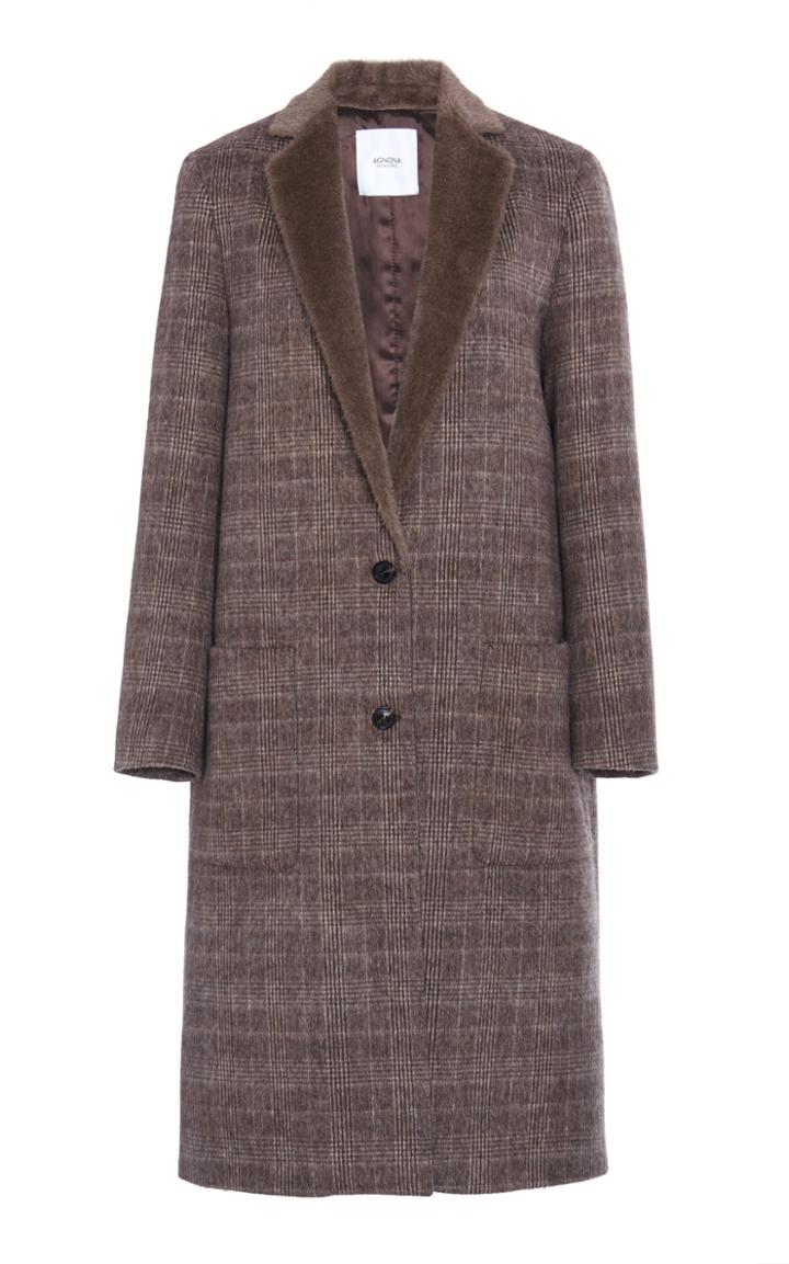 Moda Operandi Agnona Brushed Wool-cashmere Check Coat