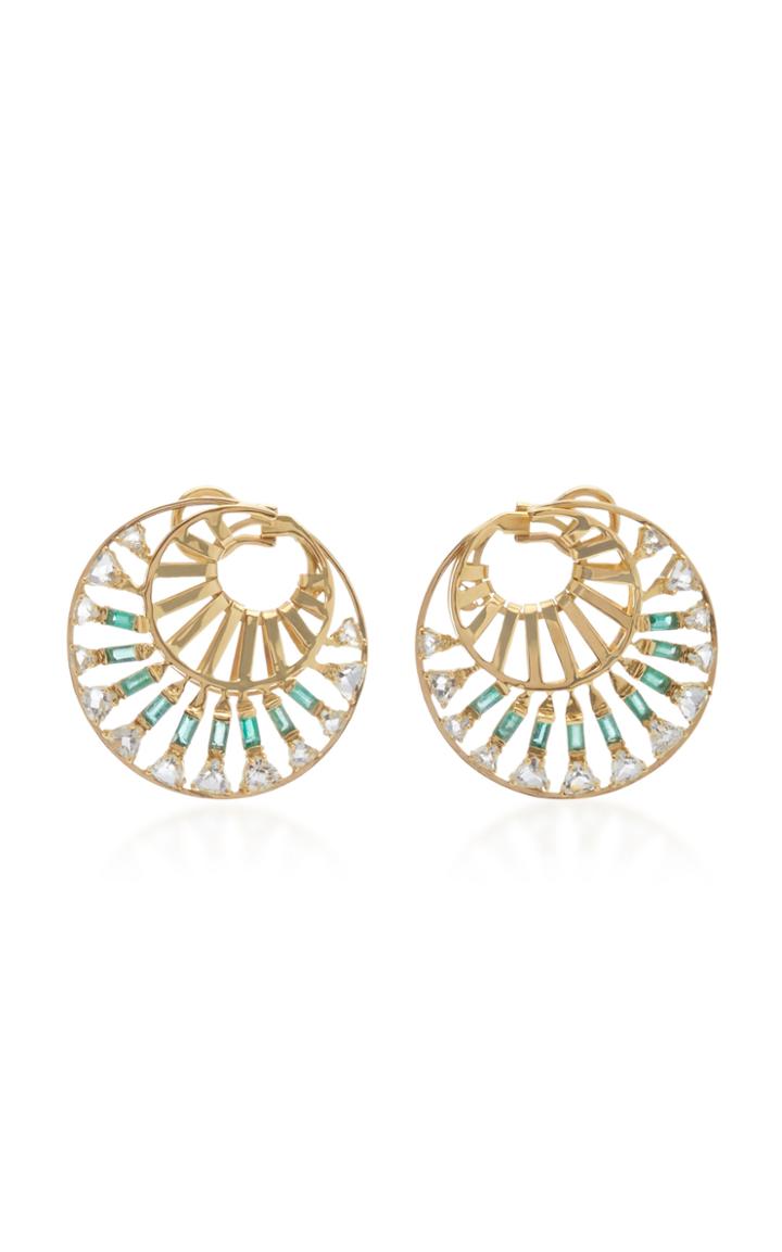 Carol Kauffmann 18k Gold, Topaz And Emerald Earrings