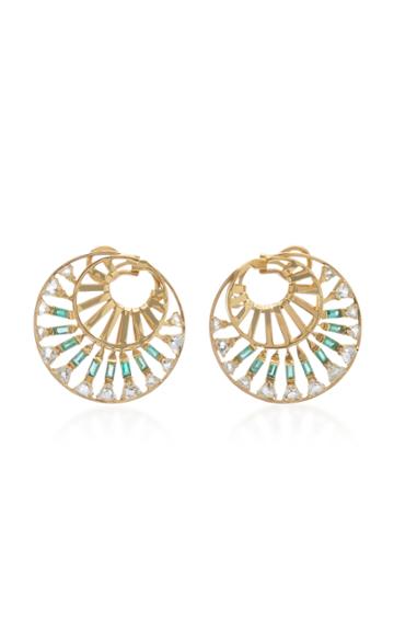 Carol Kauffmann 18k Gold, Topaz And Emerald Earrings