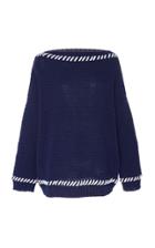 Paule Ka Contrast Stitch Cotton Sweater