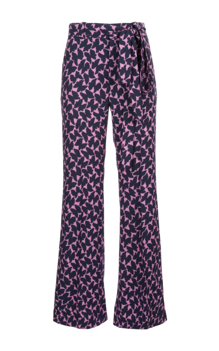 La Doublej Slit Printed Crepe Waist-tie Pants