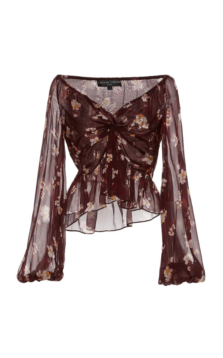 Caroline Constas Onira Floral-print Off The Shoulder Top