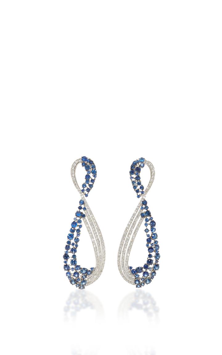 Hueb Apus 18k White Gold, Sapphire And Diamond Earrings