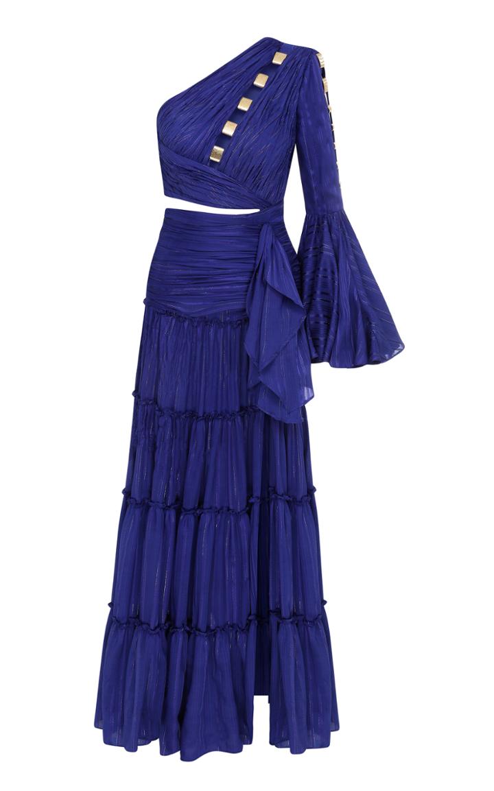 Moda Operandi Raisa Vanessa One Shouldered Maxi Gipsy Dress With High Slit