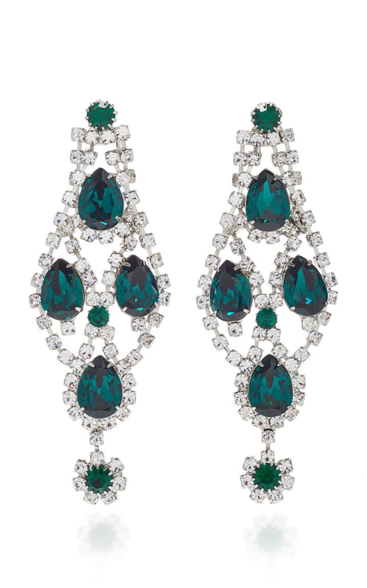 Jennifer Behr Di Chandelier Emerald Crystal Earrings