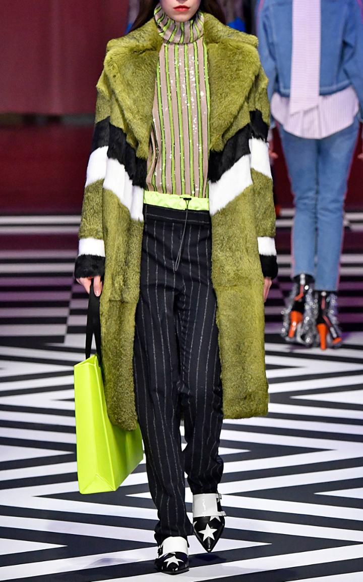 Msgm Chevron Lapin Fur Coat