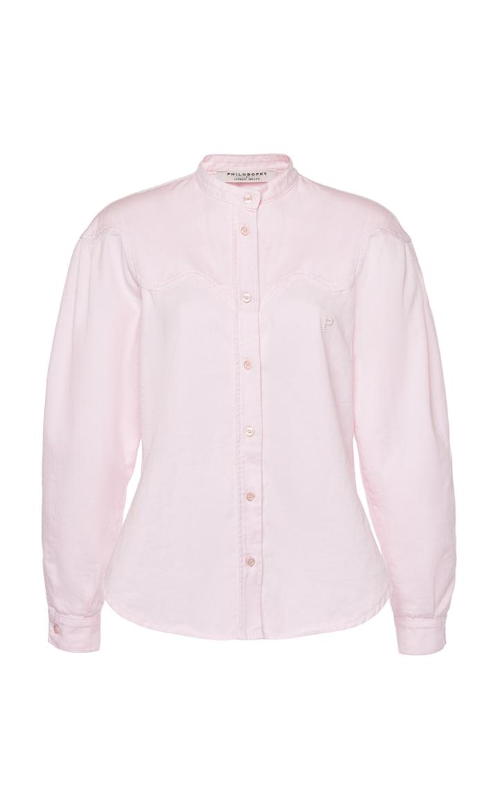 Moda Operandi Philosophy Di Lorenzo Serafini Cotton-drill Band-collar Shirt Size: 38