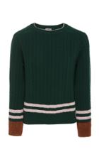 Lanvin Striped Wool And Cashmere-blend Cable-knit Sweater
