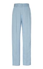 Lapointe Belted Pleated Linen-blend Straight-leg Trousers