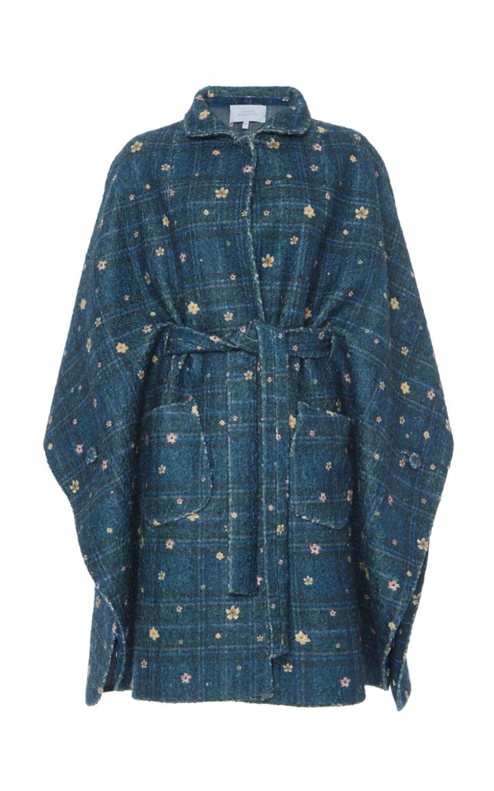 Luisa Beccaria Floral Embroidered Cape Coat