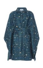 Luisa Beccaria Floral Embroidered Cape Coat