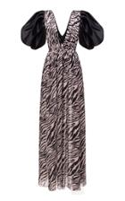 Moda Operandi Rasario Puff-sleeve Zebra-print Chiffon Maxi Dress