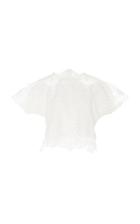 Costarellos Flower Embroidered Tulle Top