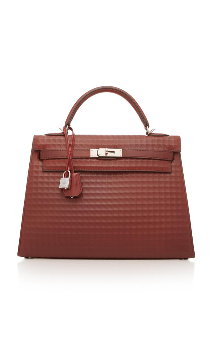 Hermes Vintage Hermes 32cm Rouge H Waffle Leather Kelly Sellier