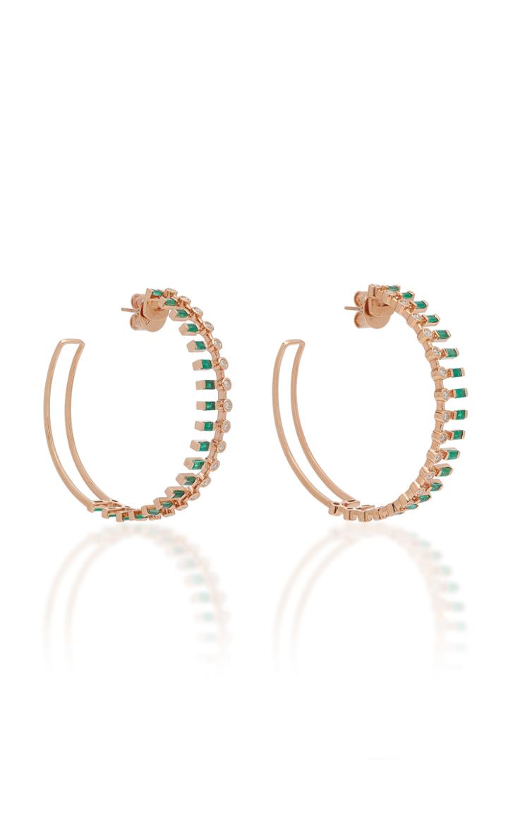 Shay Dot-dash Emerald & Diamond Hoops