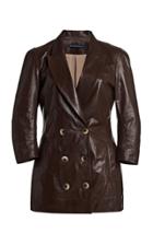 Moda Operandi Zeynep Aray 3/4 Sleeve Leather Blazer