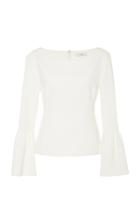 Tibi Corset Waist Flare Sleeve Crepe Top