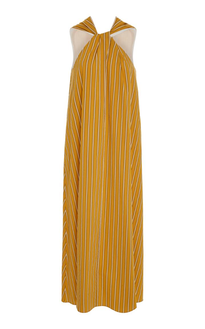 Audra Twisted Pinstripe Halter Dress