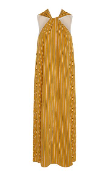 Audra Twisted Pinstripe Halter Dress