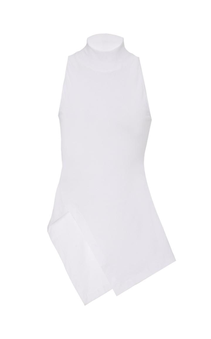Rosetta Getty Asymmetric Cotton Turtleneck Top