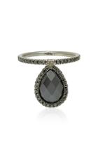 Nina Runsdorf Medium Black Diamond And 18k Blackened Gold Flip Ring