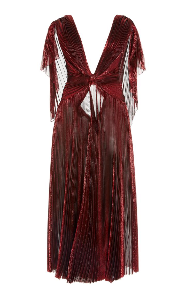 Moda Operandi Oscar De La Renta Pleated Silk Midi Dress