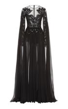 Zuhair Murad Pamplona Cape-effect Embroidered Silk-chiffon Gown