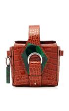 Ganni Resin-embellished Croc-effect Leather Bag